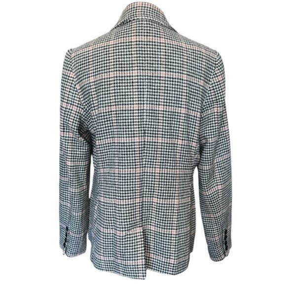 LL Bean Blazer Bellandi Black Houndstooth Print Lined Italian Wool Womens Sz M - Picture 3 of 12